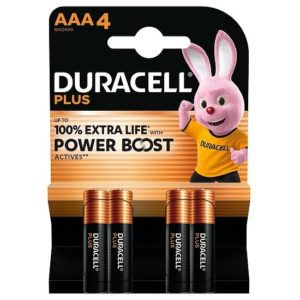 Duracell - AAA Micro Plus LR03 Batterien + 100% LANGLEBIGER* Power Boost - 4er Packung