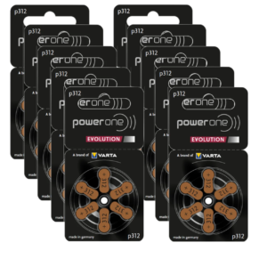 Power One EVOLUTION Hörgerätebatterie – P312 braun PR41 – (6er Blister)