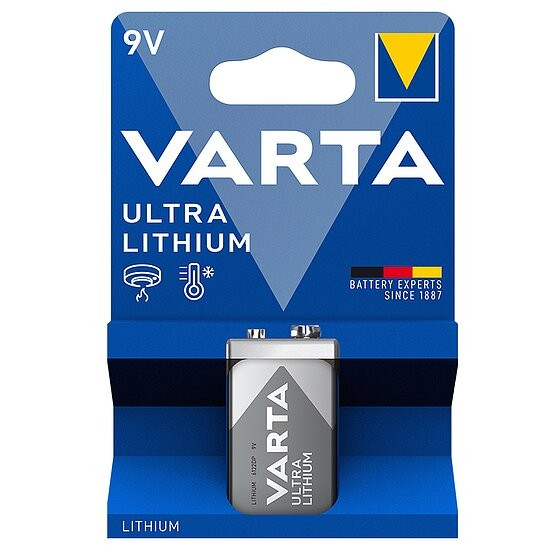 Varta – 9V Block Ultra Lithium 6FR22 Batterien – 1er Packung