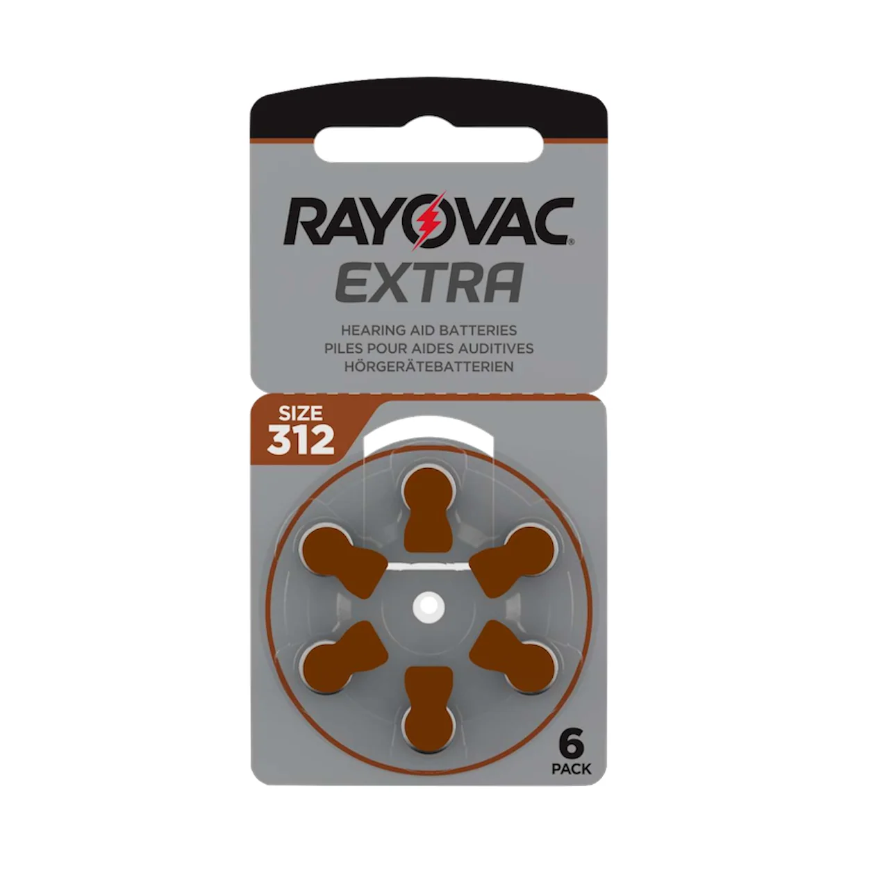 Rayovac Extra Advanced Hörgerätebatterien – 312 braun PR41 – (6er Blister)