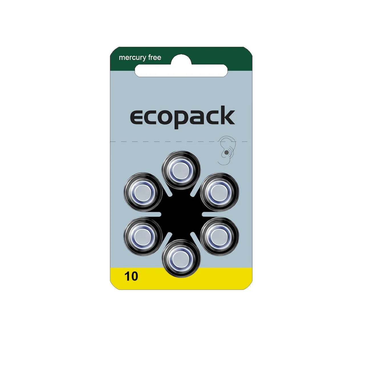 EcoPack Varta Hörgerätebatterien – 10 gelb PR70 – (6er Blister)