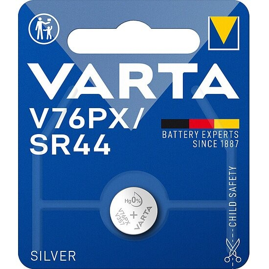Varta V76PX  SR44 Silberoxid Batterie 1,55V – 1er Packung