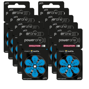 Power One EVOLUTION Hörgerätebatterien – P675 blau PR44 – (6er Blister)