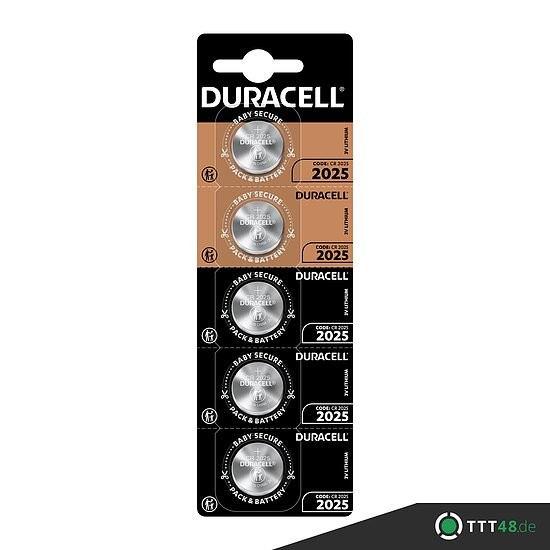 Duracell CR2025 Lithium Batterie 3V – 5er Packung