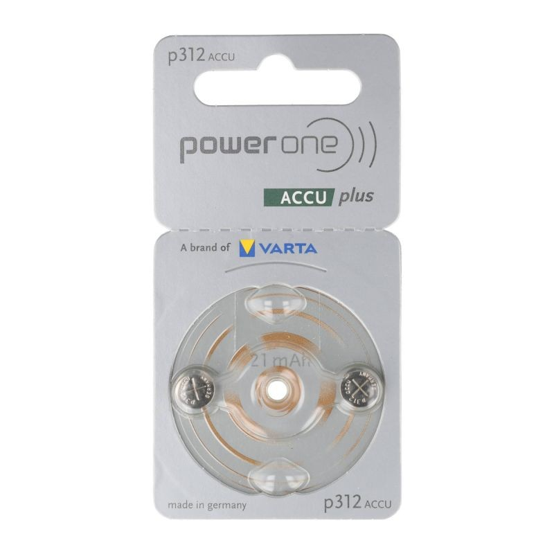 PowerOne P312 PR41 ACCUplus – Wiederaufladbare Hörgeräteakkus (2er Pack)