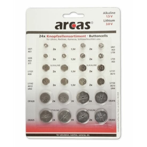 Arcas 6teiliges Knopfzellen Set 1 x AG3 – 1 x AG4 – 2 x AG10 – 2 x AG13 Alkaline Batterie 1,5V