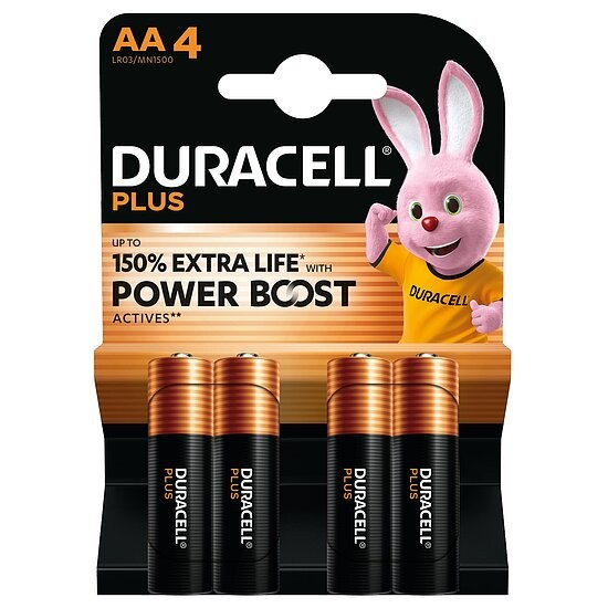 Duracell – AA Mignon Plus LR6 Batterien + 100% LANGLEBIGER Power Boost – 4er Packung