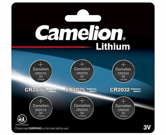 Camelion CR Lithium Knopfzellenset – 2016 / 2025 / 2032 – 6teilig